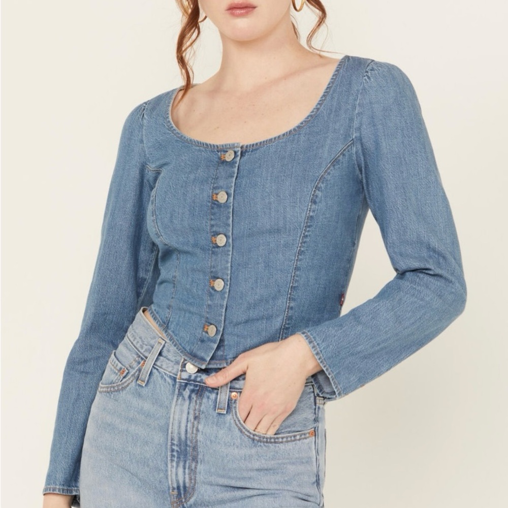 LEVI'S WOMEN'S DARYN CORSET LONG SLEEVE DENIM SHIRT